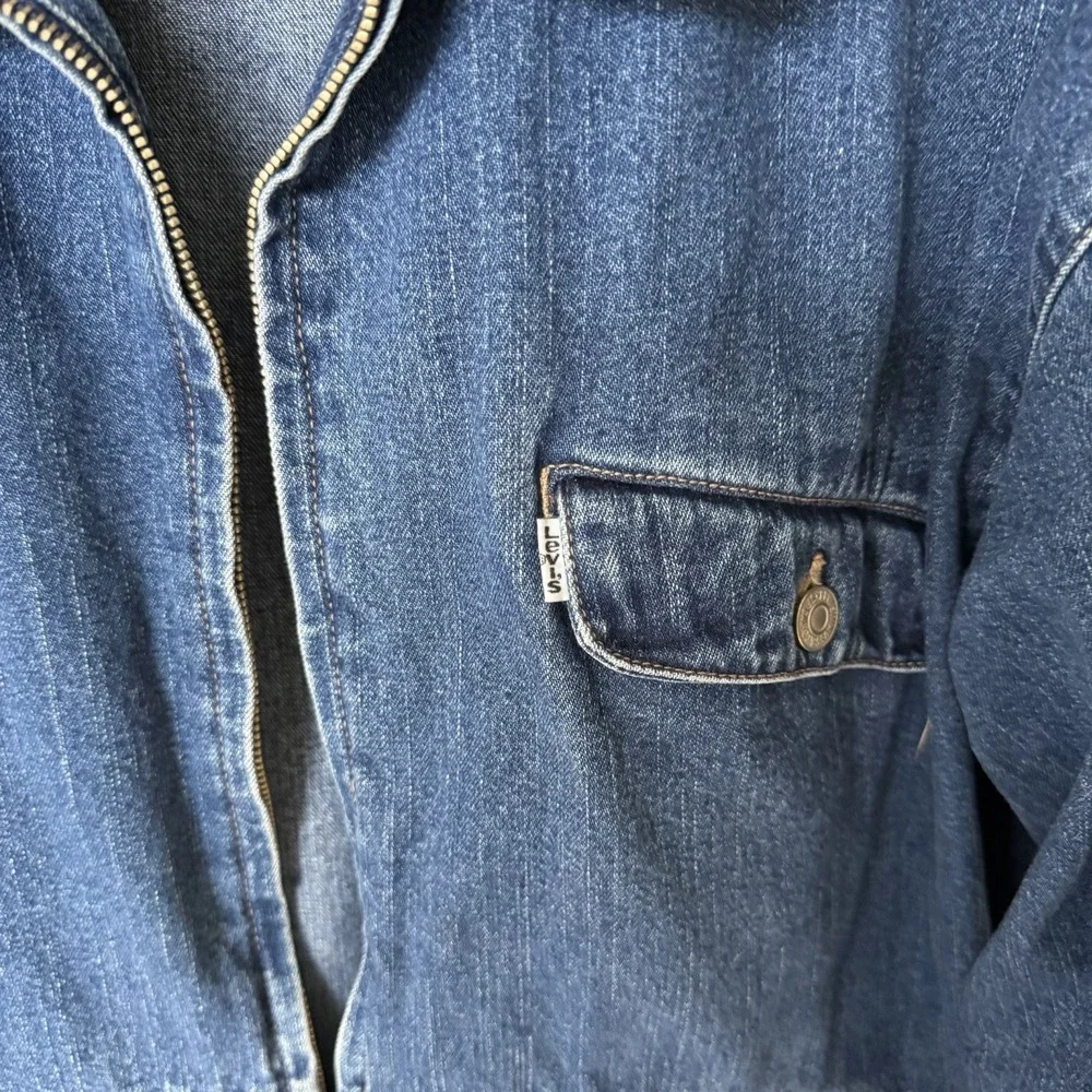 Vintage 80's Levi's Jacket L/XL Dark Wash Denim White Tag 1Q'97‎ Full Zip